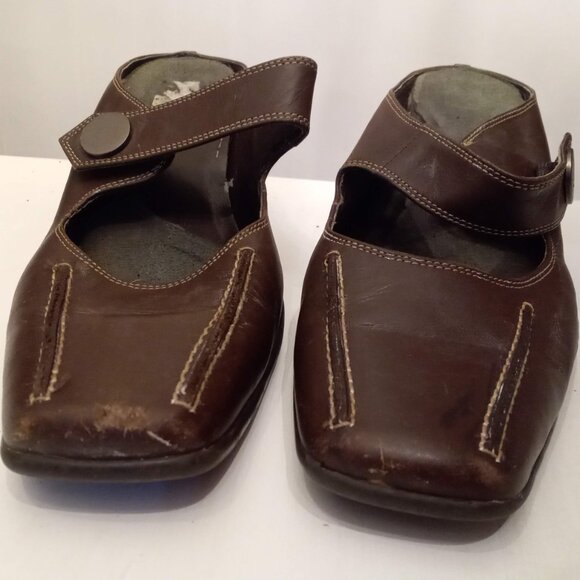 Aerosoles Sugar Snap Brown Leather Mules Slide On Mary Jane Kitten Heels size 8 - Picture 5 of 7